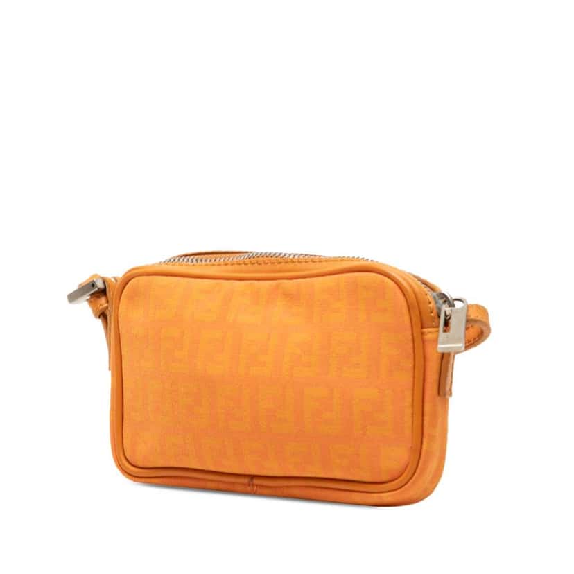 Fendi Mini Zucchino Canvas Zip Crossbody Orange Canvas Very good condition - Back View