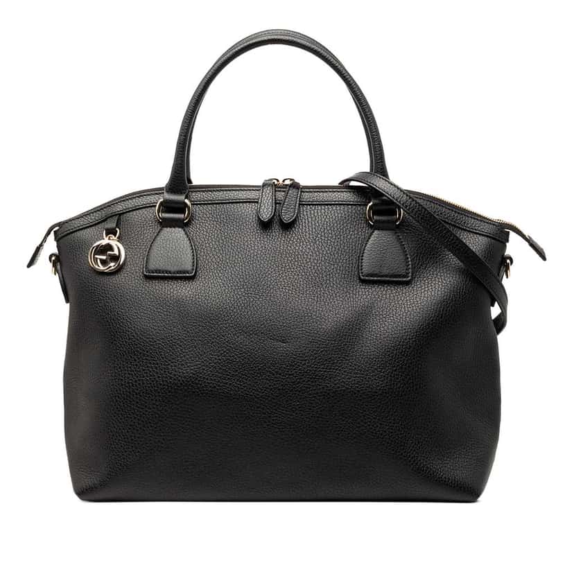 Gucci Large Dollar Calfskin GG Charm Dome Satchel Black Leather Very good condition - Front View