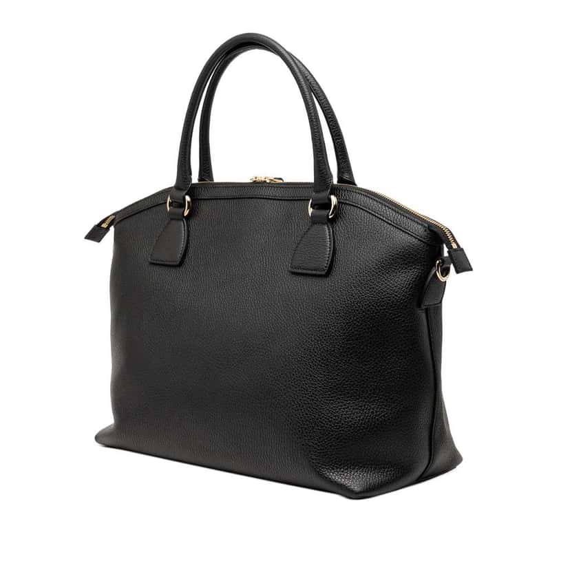 Gucci Large Dollar Calfskin GG Charm Dome Satchel Black Leather Very good condition - Back View