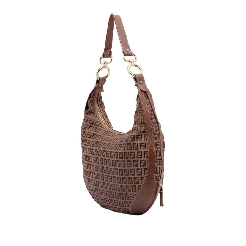 Fendi Zucchino Canvas Chef Pocket Hobo Brown Canvas Good condition - Back View