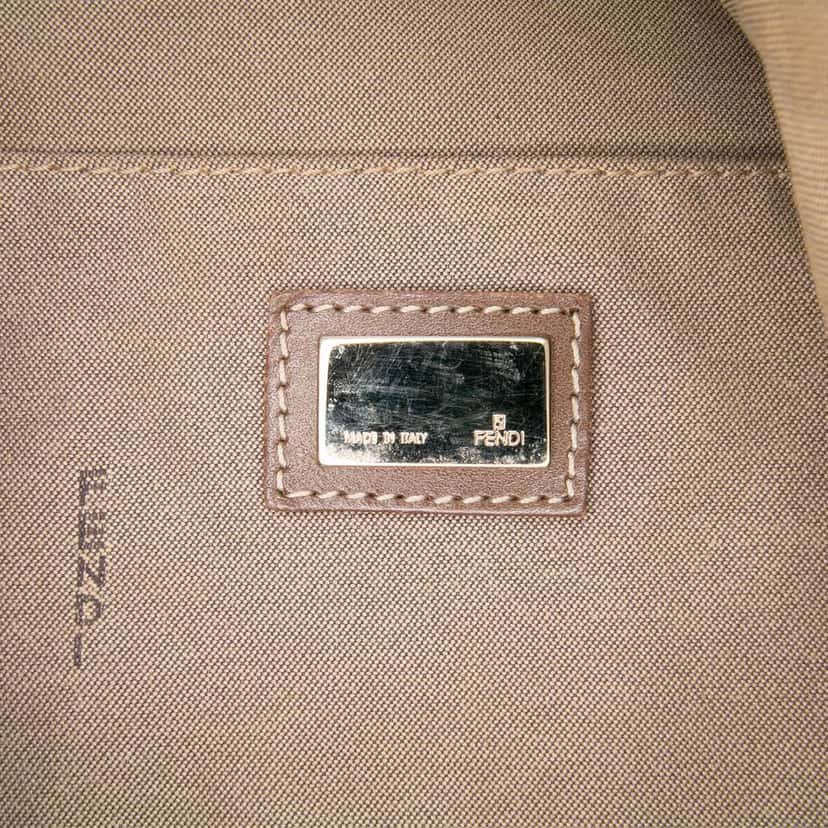 Fendi Zucchino Canvas Chef Pocket Hobo Brown Canvas Good condition - Box View