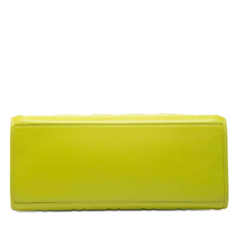 Fendi Medium Zucca Embossed Leather Sunshine Shopper Tote Green Leather Very good condition - Inside View