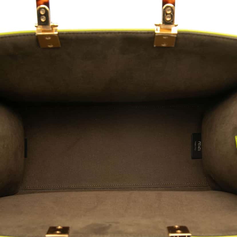 Fendi Medium Zucca Embossed Leather Sunshine Shopper Tote Green Leather Very good condition - Model View