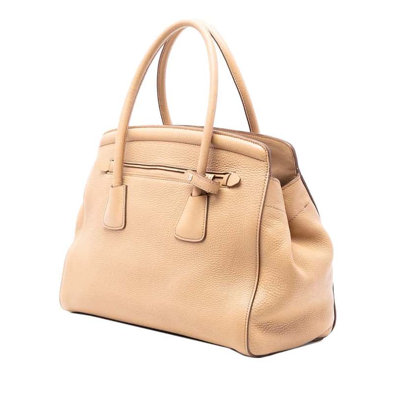 Prada Vitello Daino Cuir Frame Convertible Tote Brown Leather Very good condition - Back View