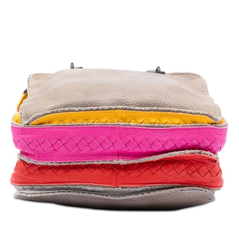 Bottega Veneta Multicolor Pebbled Leather Double Zip Satchel Brown Leather Very good condition - Inside View