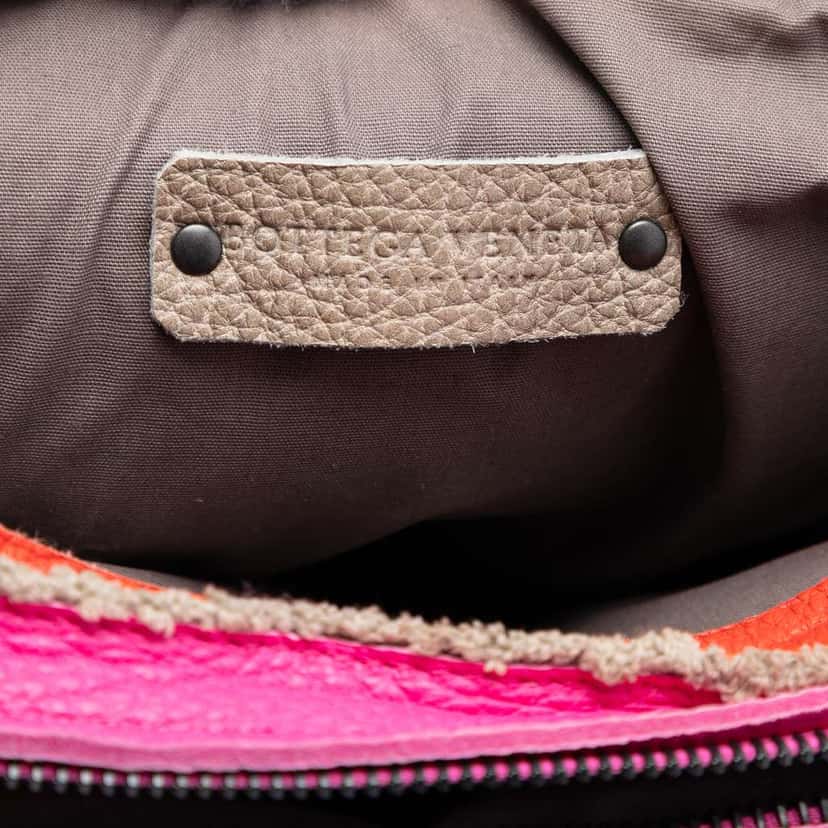 Bottega Veneta Multicolor Pebbled Leather Double Zip Satchel Brown Leather Very good condition - Box View