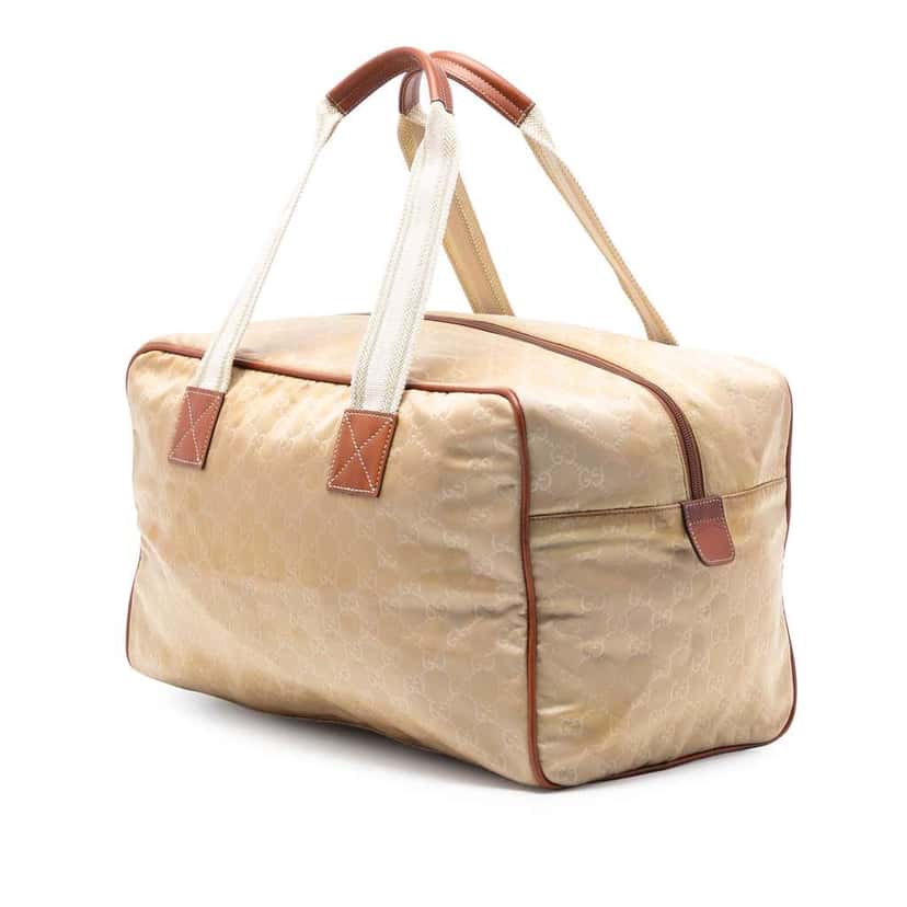 Gucci GG Nylon Web Travel Bag Brown Very good condition - Back View