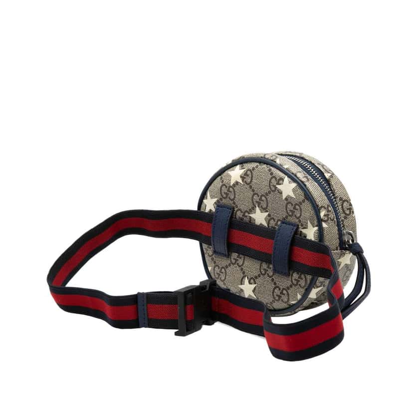 Gucci Kids GG Supreme Stars Web Belt Bag Brown Canvas Very good condition - Back View