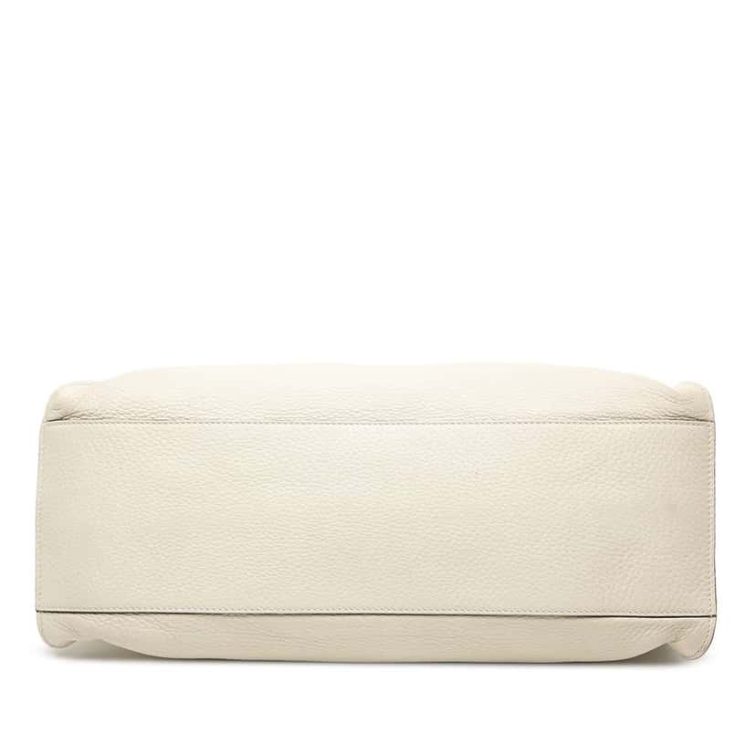 Gucci Medium Calfskin Bamboo Daily Shopper Satchel White Leather Very good condition - Inside View