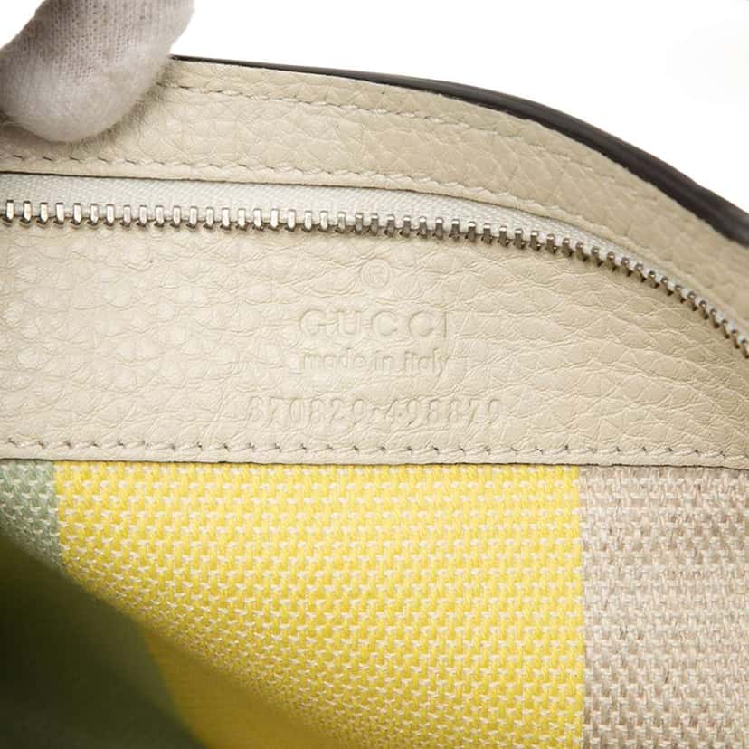 Gucci Medium Calfskin Bamboo Daily Shopper Satchel White Leather Very good condition - Box View