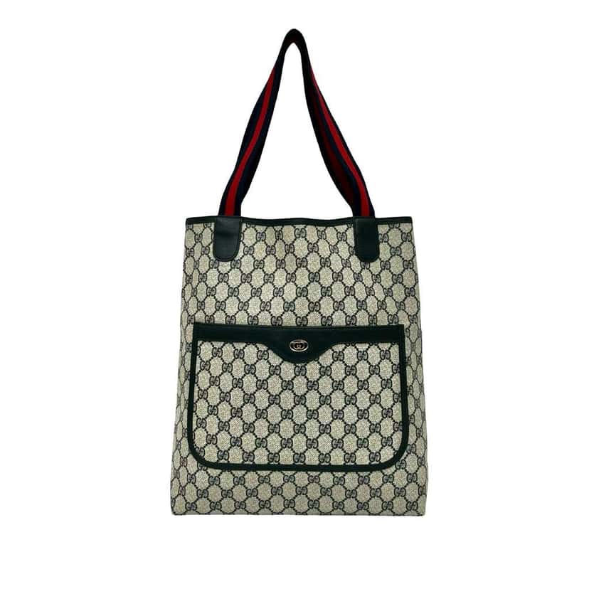 Gucci GG Supreme Web Tote Brown Canvas Very good condition - Front View