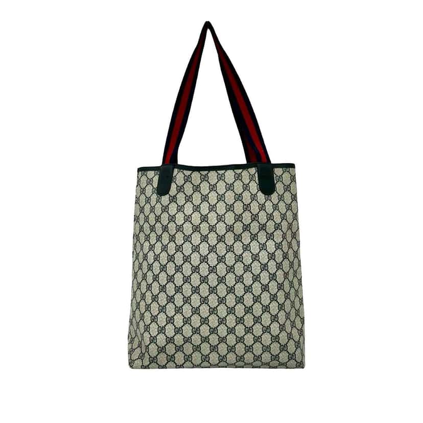 Gucci GG Supreme Web Tote Brown Canvas Very good condition - Back View
