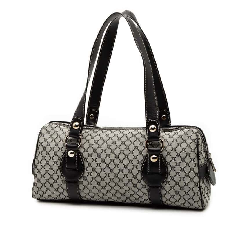 Celine Macadam Canvas Shoulder Bag Grey Canvas Very good condition - Back View