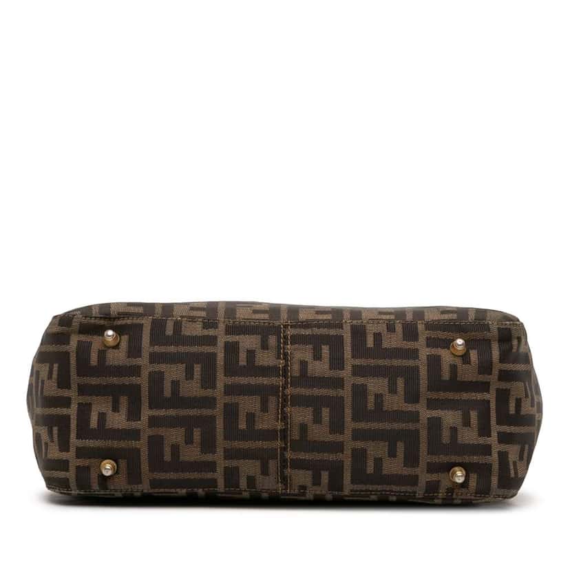Fendi Small Zucca Canvas Twins Tote Brown Canvas Good condition - Inside View