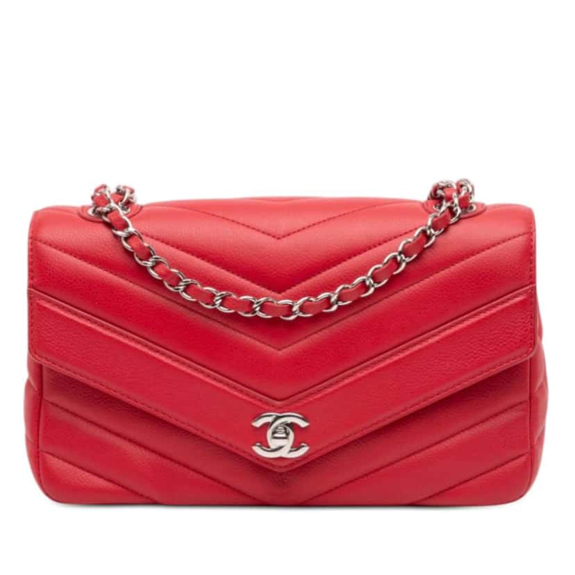 Chanel Medium Chevron Caviar Data Center Envelope Flap Red Leather Very good condition - Front View