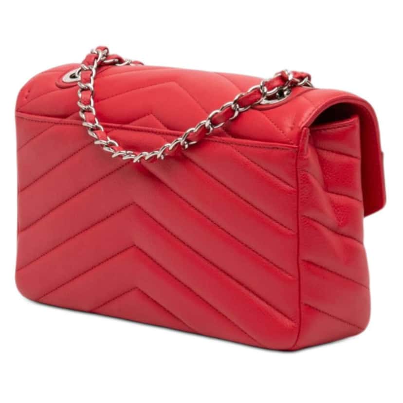Chanel Medium Chevron Caviar Data Center Envelope Flap Red Leather Very good condition - Back View