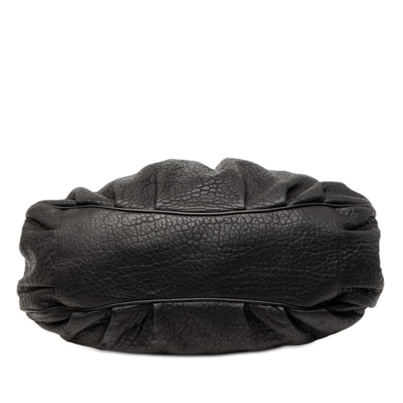 Fendi Large Pebbled Calfskin Mia Shoulder Bag Black Leather Very good condition - Inside View