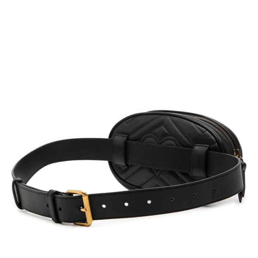 Gucci GG Marmont Matelasse Leather Belt Bag Black Leather Very good condition - Back View