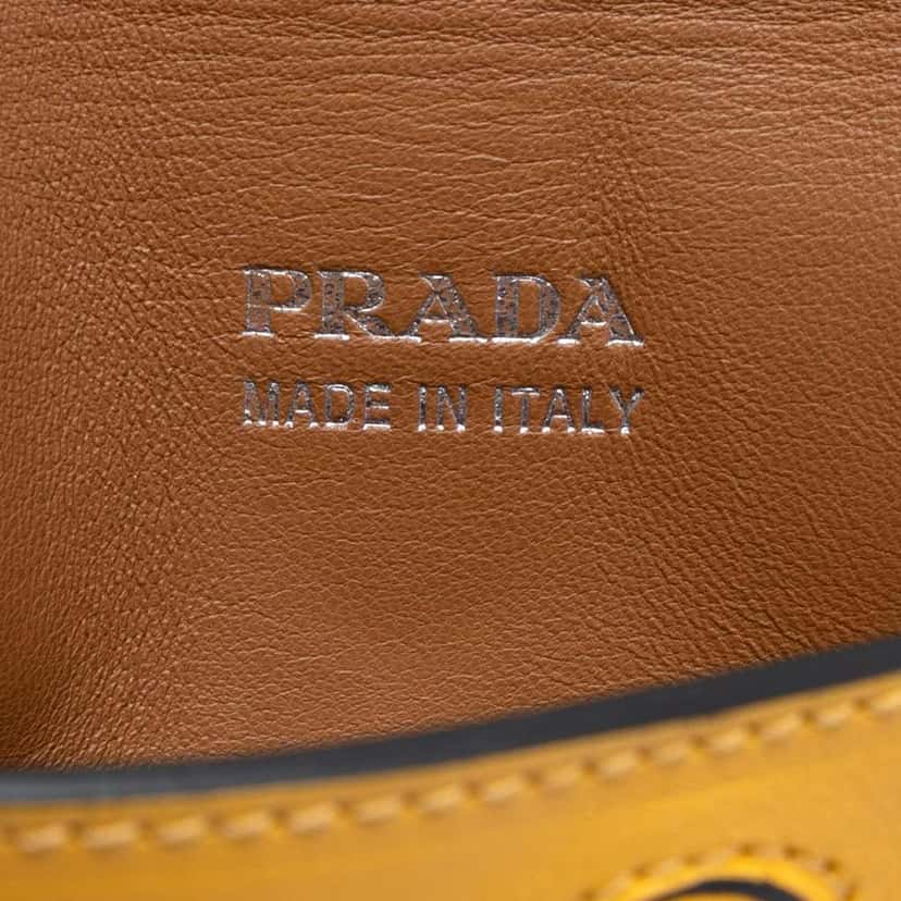 Prada City Calf Leather Buckle Tote Yellow Leather Very good condition - Box View