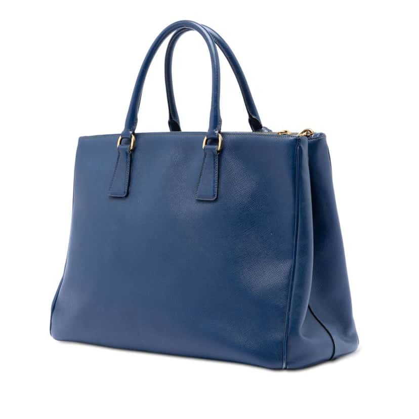 Prada Large Saffiano Lux Galleria Double Zip Tote Blue Leather Very good condition - Back View