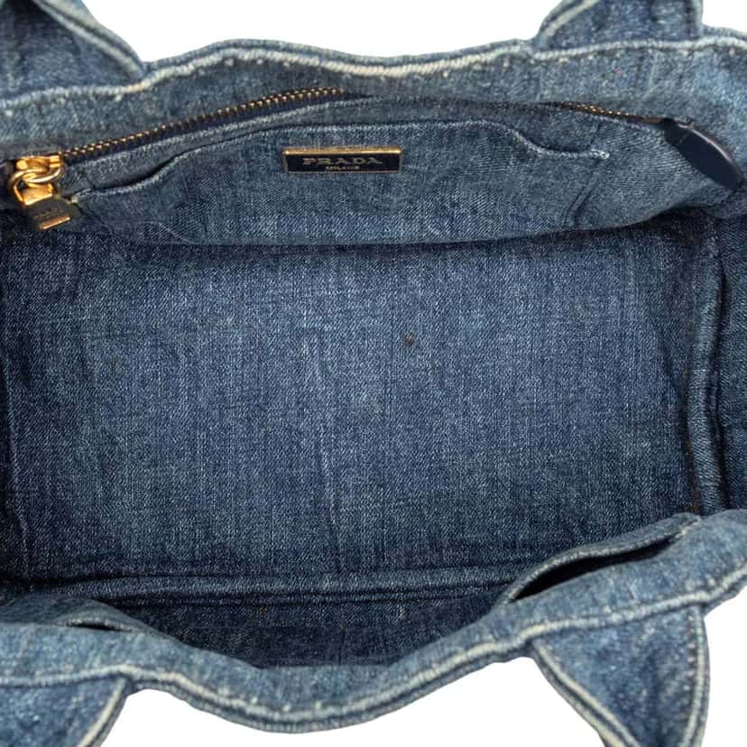 Prada Small Denim Canapa Logo Satchel Blue Denim Very good condition - Model View