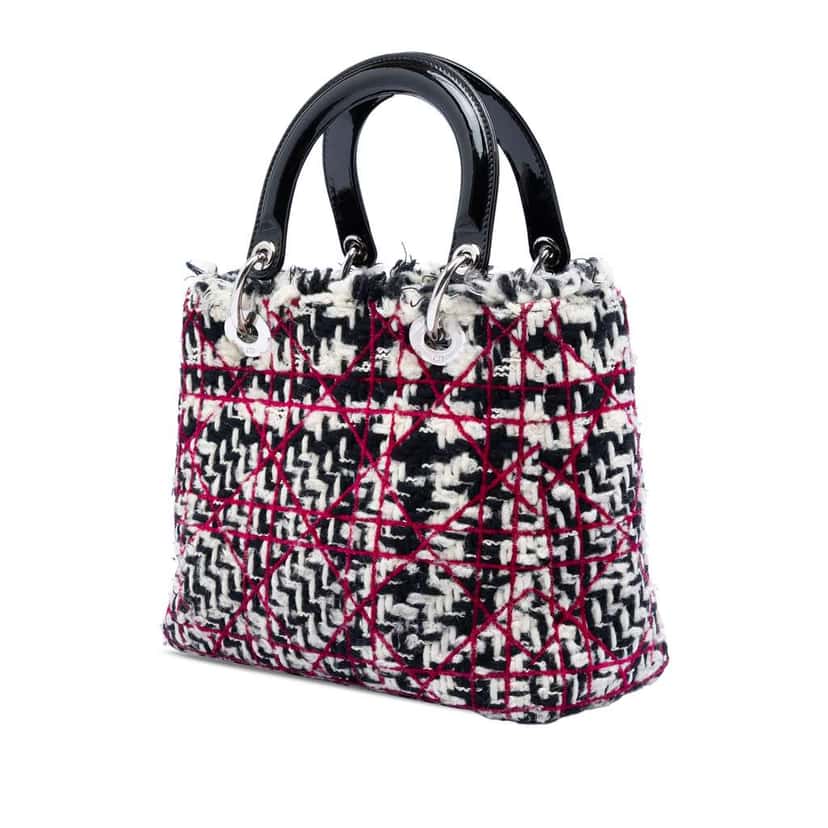 Dior Medium Tweed Cannage Fringe Lady Dior Black Tweed Very good condition - Back View