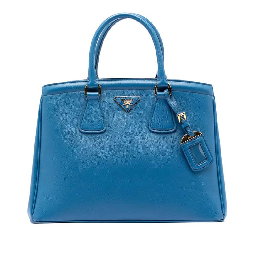 Prada Saffiano Lux Parabole Tote Blue Leather Very good condition - Front View
