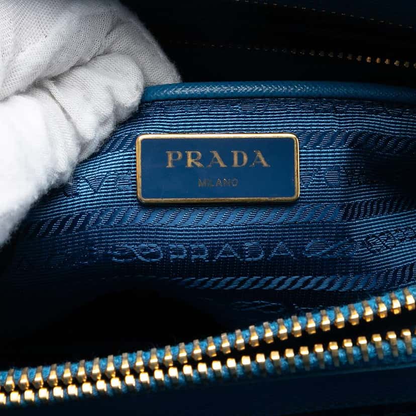 Prada Saffiano Lux Parabole Tote Blue Leather Very good condition - Box View