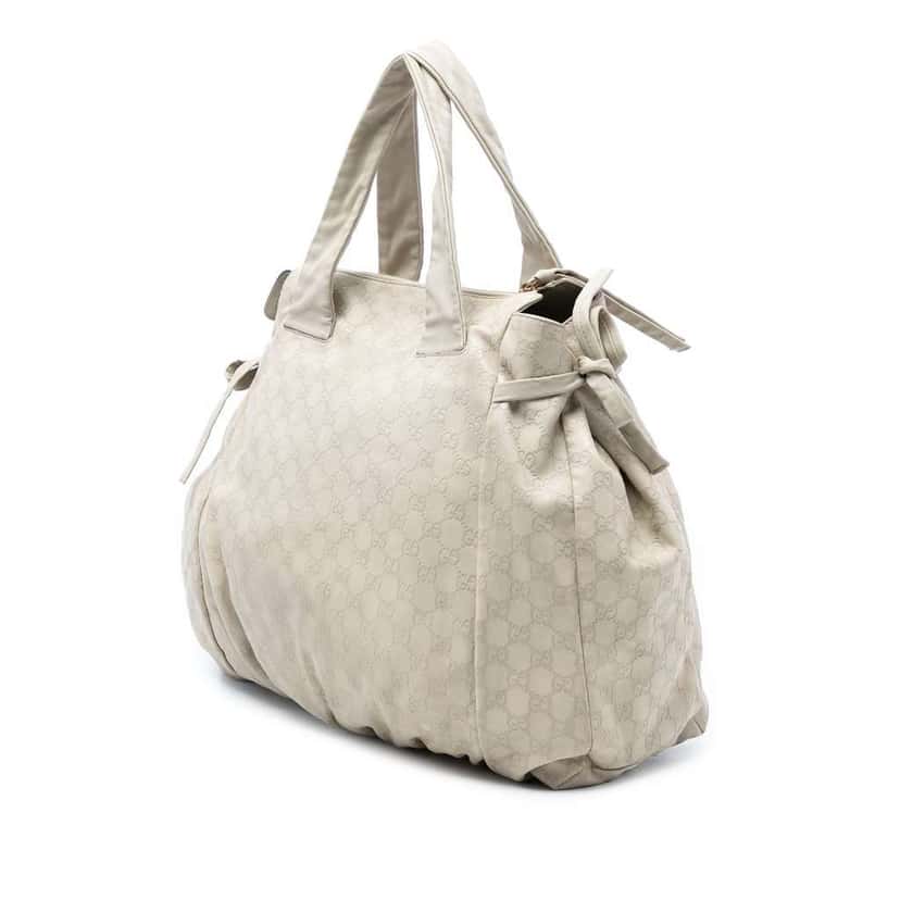Gucci Large Guccissima Hysteria Tote White Leather Very good condition - Back View