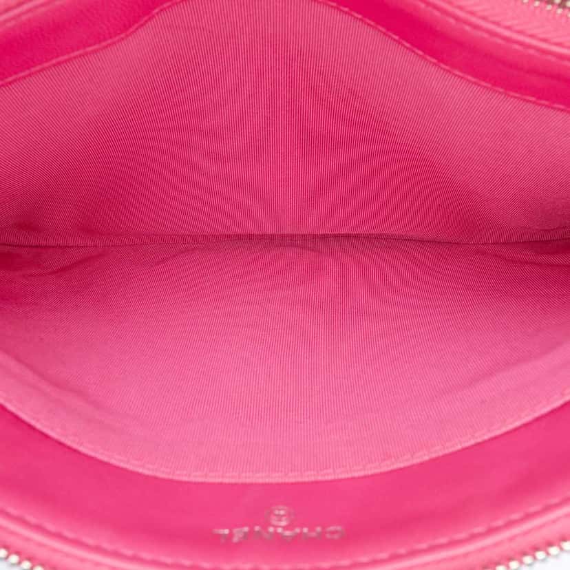 Chanel Quilted Caviar CC Enamel Double Zip Clutch Pink Leather Very good condition - Box View