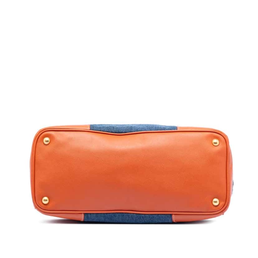 Prada Saffiano Trimmed Denim Handbag Blue Denim Very good condition - Inside View