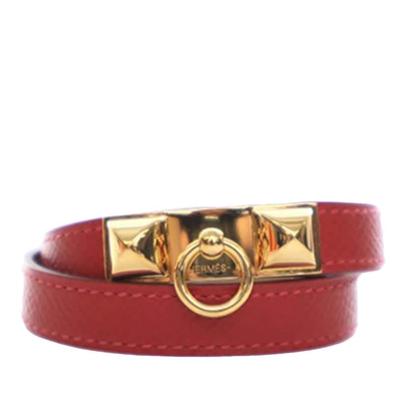 Hermès Epsom Rivale Double Tour Bracelet M Red Leather Very good condition - Front View