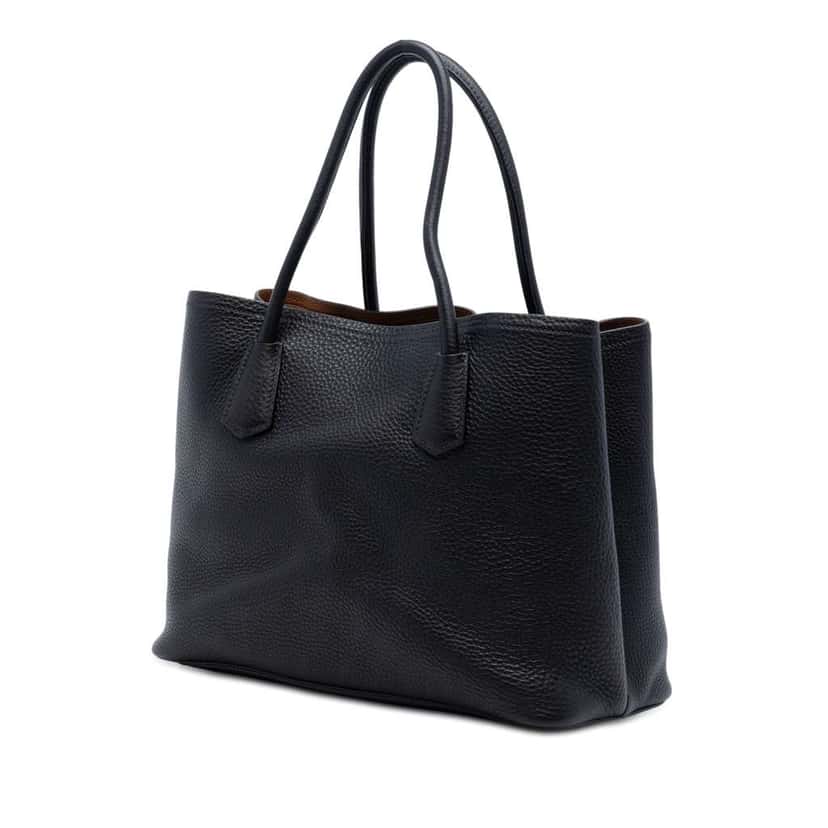 Prada Medium Vitello Daino Cuir Double Handle Satchel Black Leather Very good condition - Back View