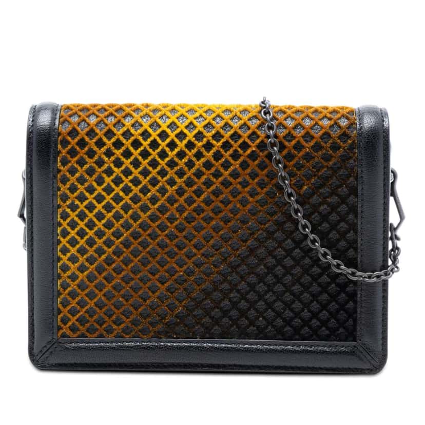 Bottega Veneta Mini Leather and Ombre Velvet Montebello Crisscross Crossbody Black Leather Very good condition - Front View