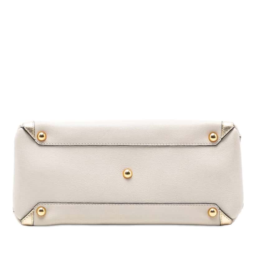 Burberry Medium Bicolor Leather and House Check Banner Satchel White Leather Very good condition - Inside View