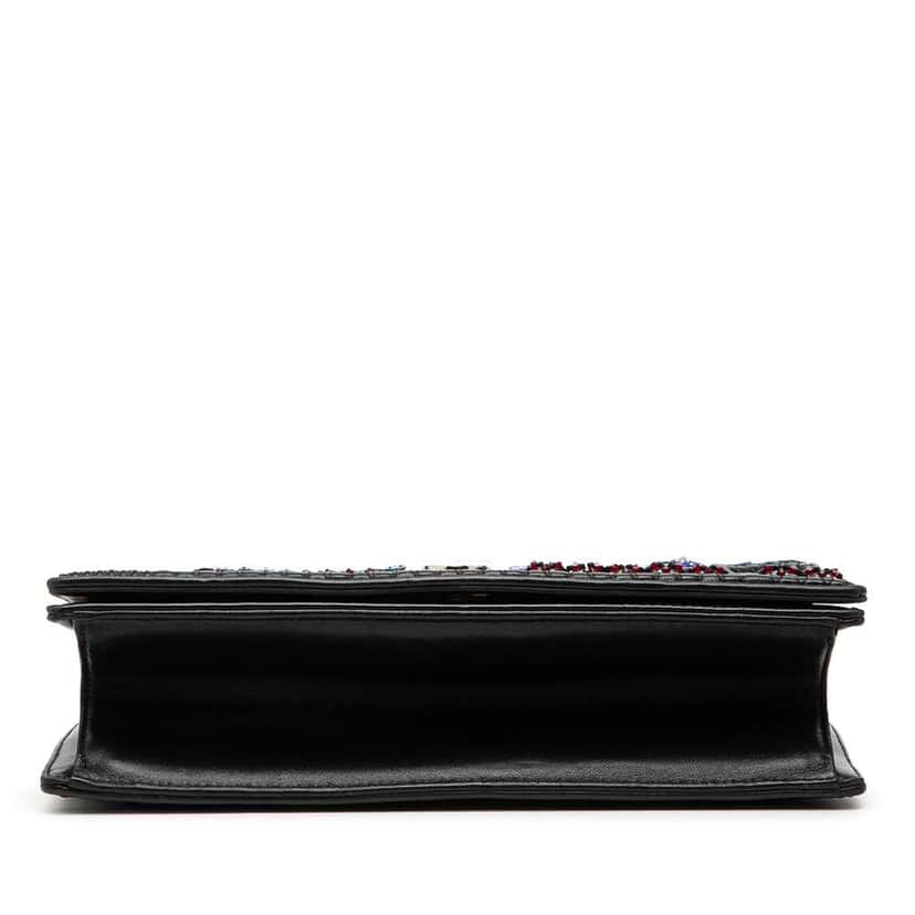 Dior Medium Calfskin Crystal Embroidered Diorama Flap Black Leather Good condition - Inside View