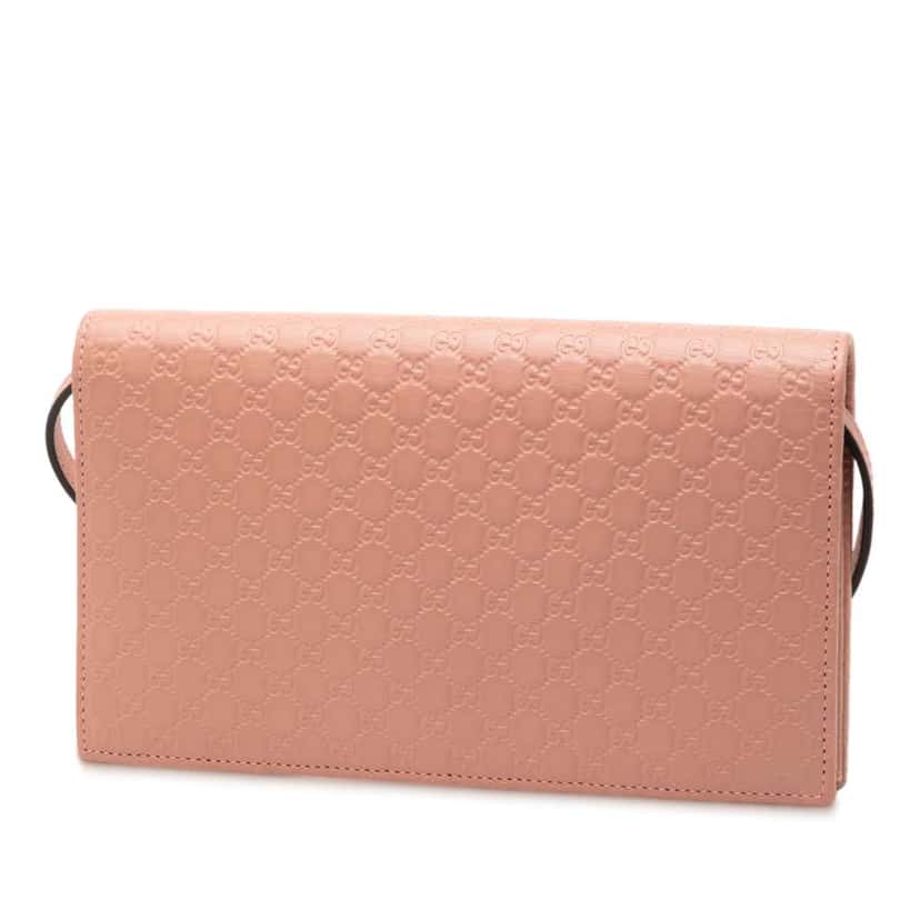 Gucci Microguccissima Wallet on Strap Pink Leather Very good condition - Back View
