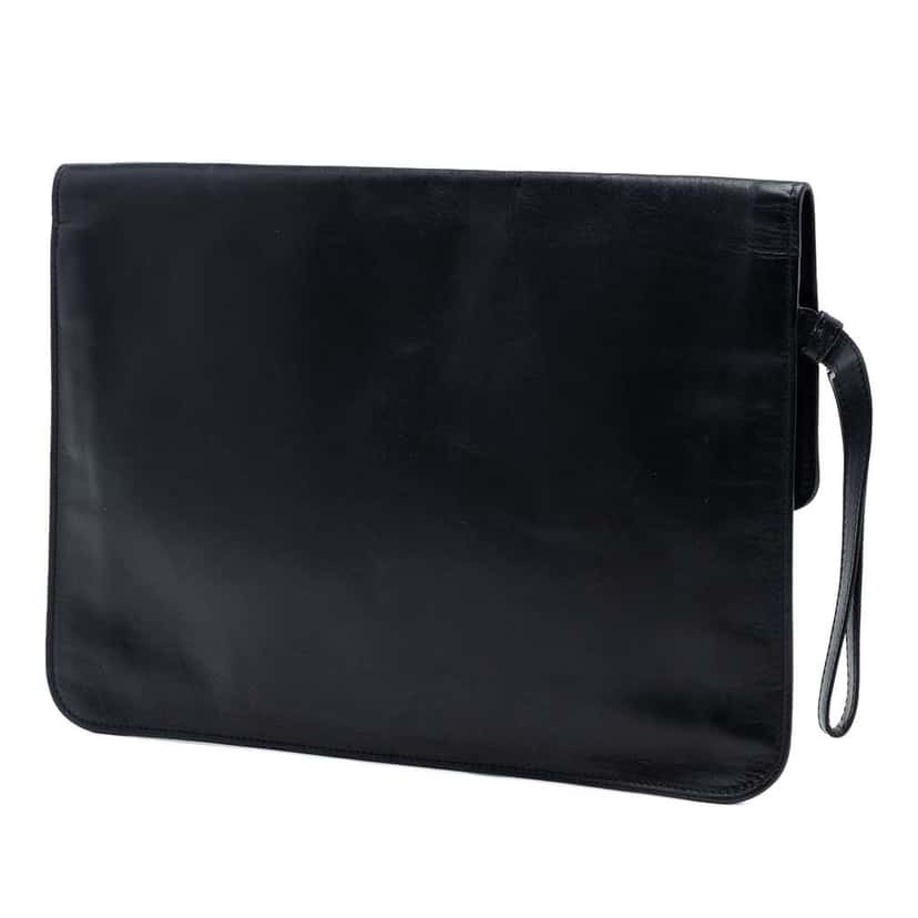 Bottega Veneta Leather Intrecciato Clutch Black Leather Very good condition - Back View