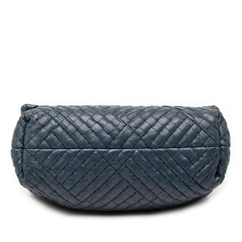 Bottega Veneta Small Nappa Intrecciato Boutis Olimpia Shoulder Bag Blue Leather Very good condition - Inside View
