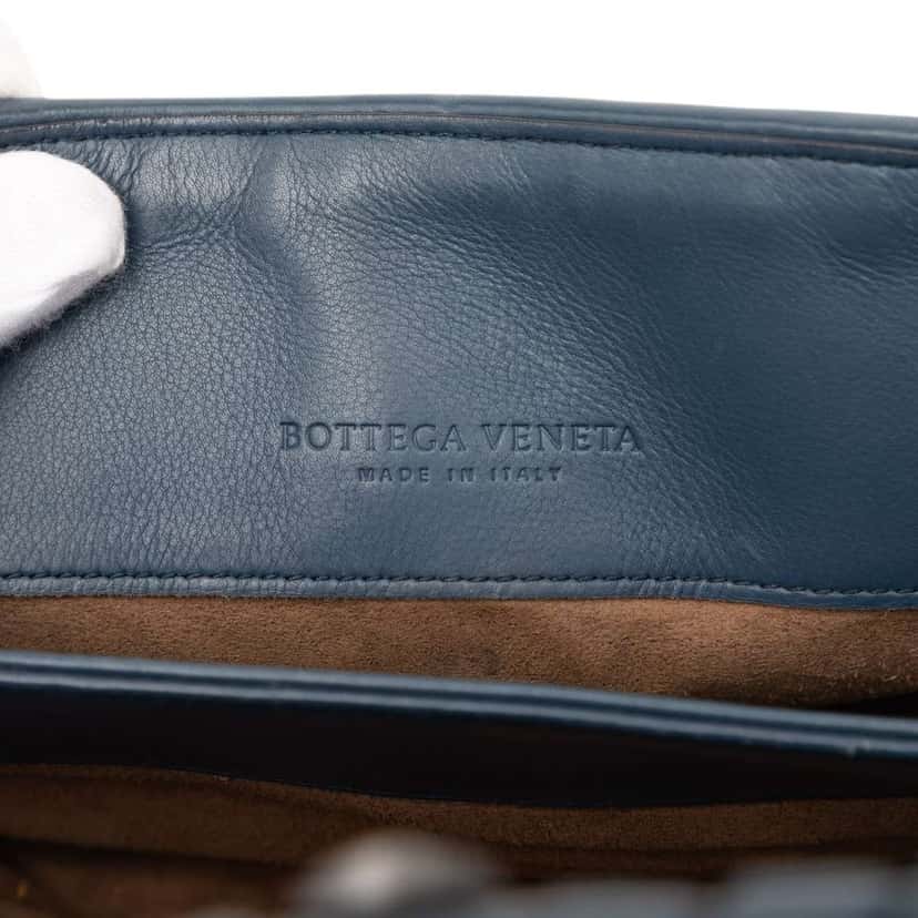 Bottega Veneta Small Nappa Intrecciato Boutis Olimpia Shoulder Bag Blue Leather Very good condition - Box View