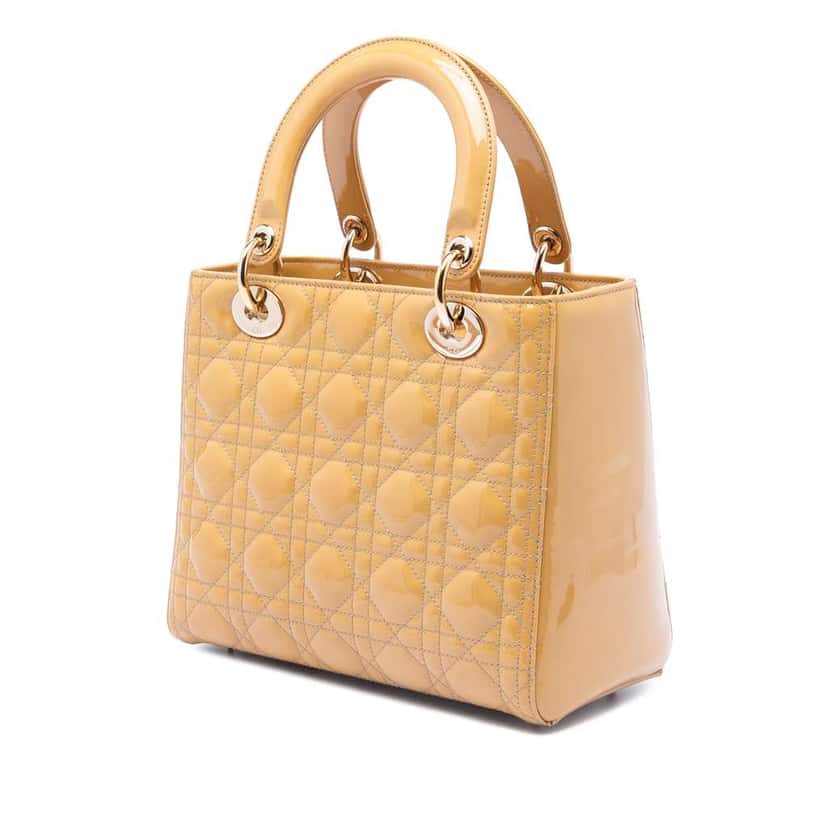 Dior Medium Patent Cannage Lady Dior Brown Leather Very good condition - Back View