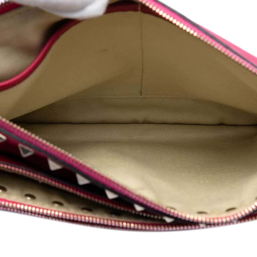 Valentino Leather Rockstud Triple Zip Crossbody Pink Leather Very good condition - Model View