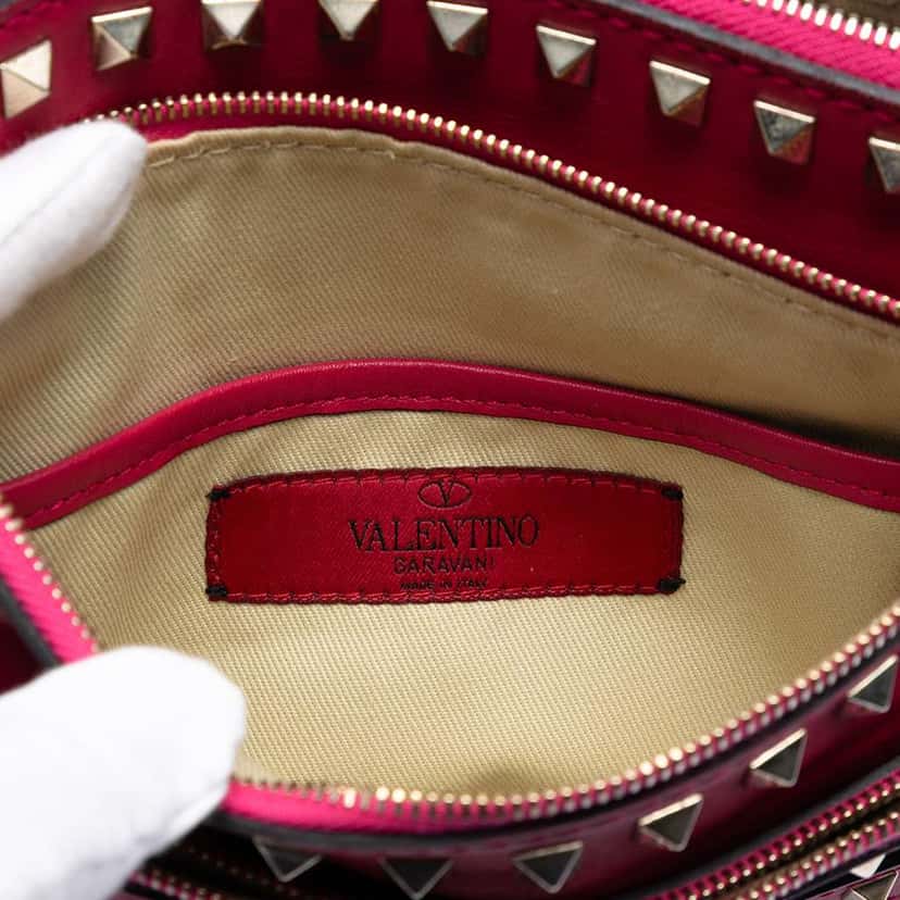 Valentino Leather Rockstud Triple Zip Crossbody Pink Leather Very good condition - Box View