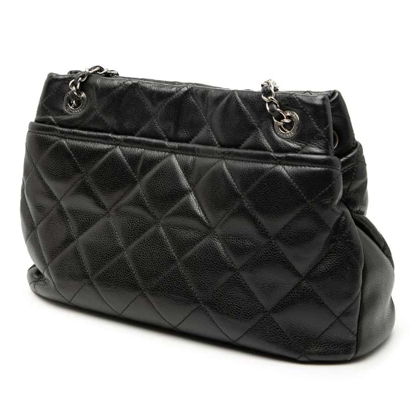 Chanel Quilted Caviar Soft Shopper Tote Black Leather Very good condition - Back View
