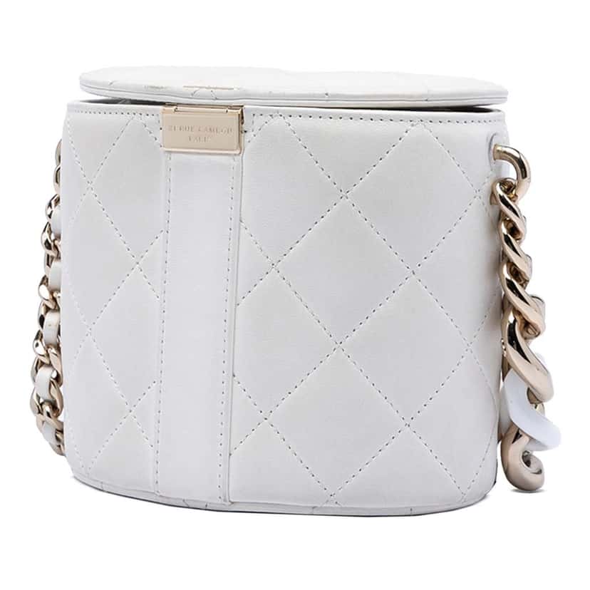 Chanel CC Lambskin Elegant Chain Vanity Case White Leather Very good condition - Back View