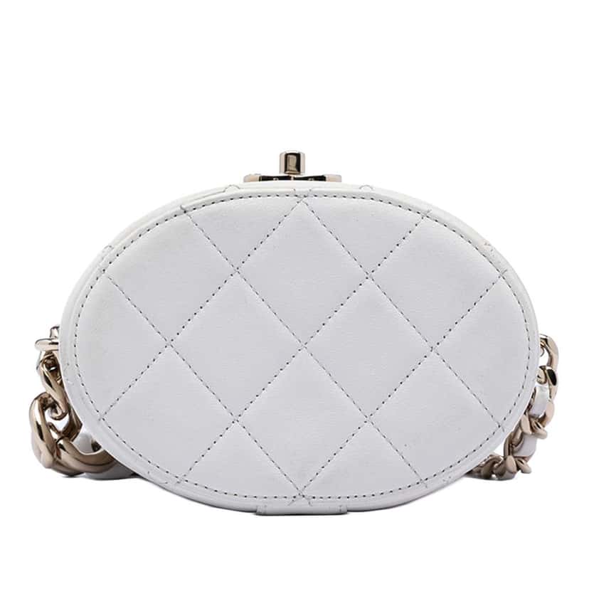 Chanel CC Lambskin Elegant Chain Vanity Case White Leather Very good condition - Inside View