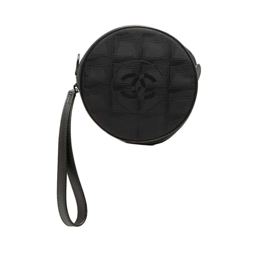 Chanel New Travel Line Nylon Wristlet Pouch Black Very good condition - Front View