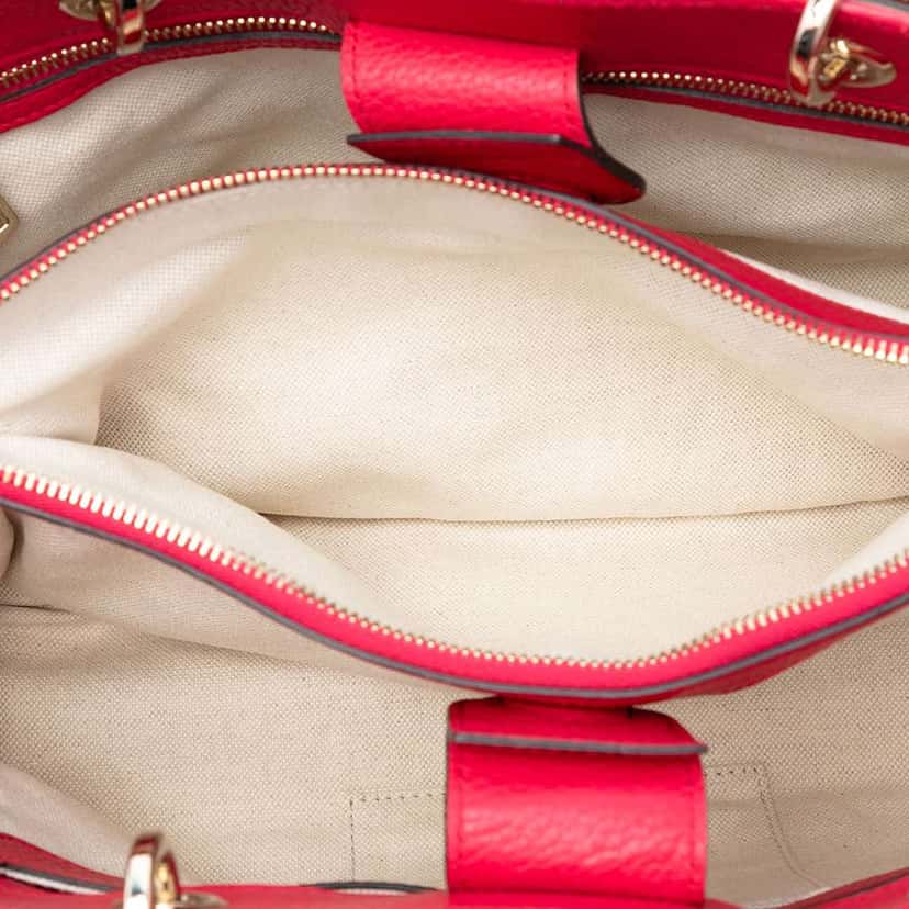 Gucci Medium Bicolor Calfskin Bamboo Shopper Satchel Pink Leather Very good condition - Model View