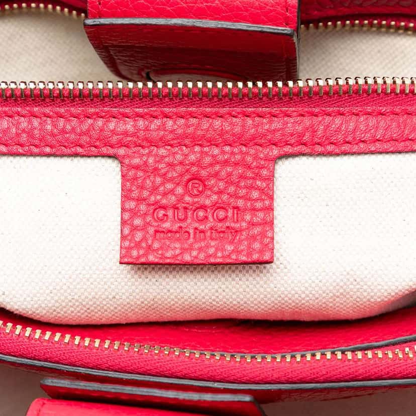 Gucci Medium Bicolor Calfskin Bamboo Shopper Satchel Pink Leather Very good condition - Box View