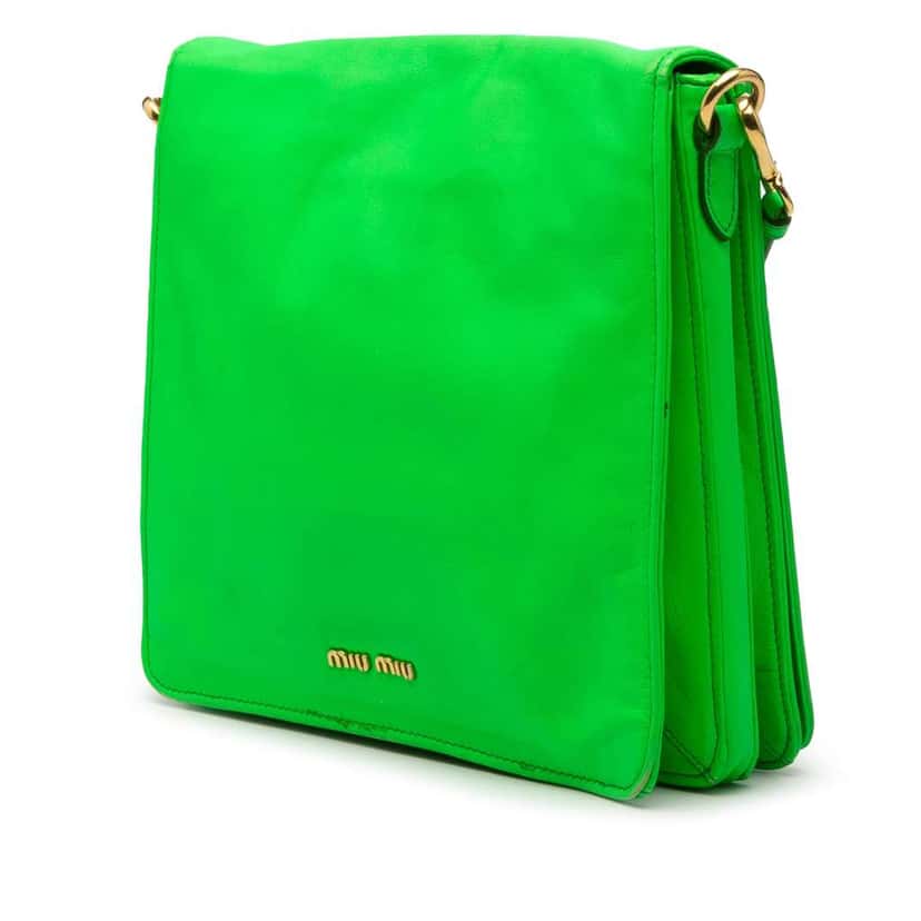Miu Miu Leather Wing Strap Crossbody Green Leather Very good condition - Back View